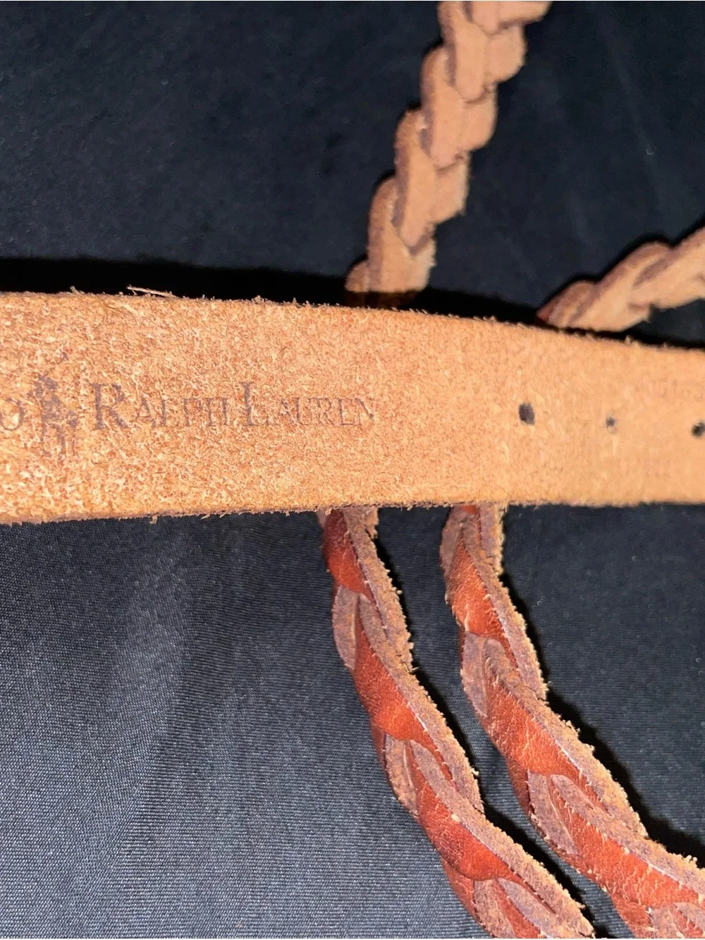Polo by Ralph Lauren Braided Leather Belt - Tan Brown with Brass Buckle